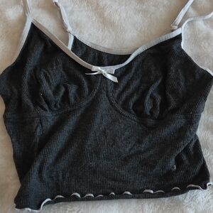 Black and White Ribbed Tank Top